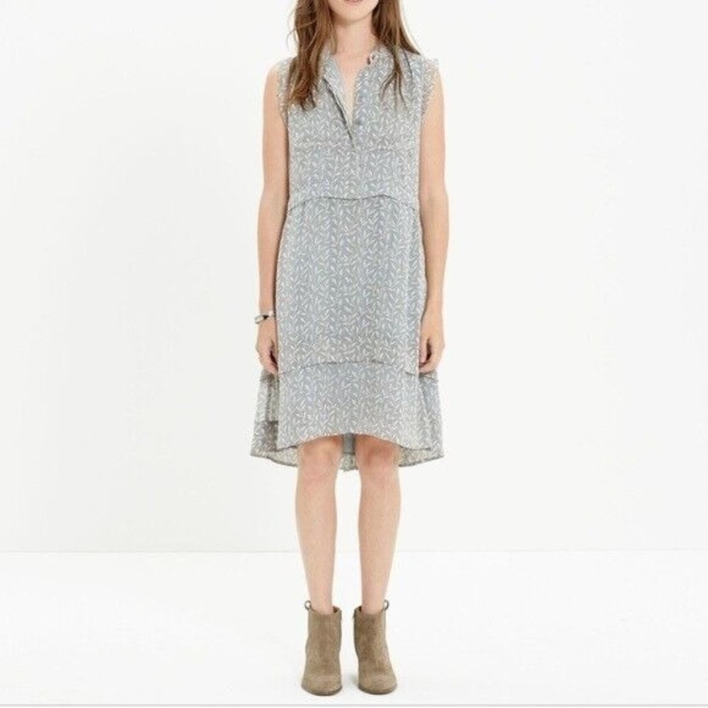 Madewell Grey Floral Shirtdress in Willowleaf - Size 0